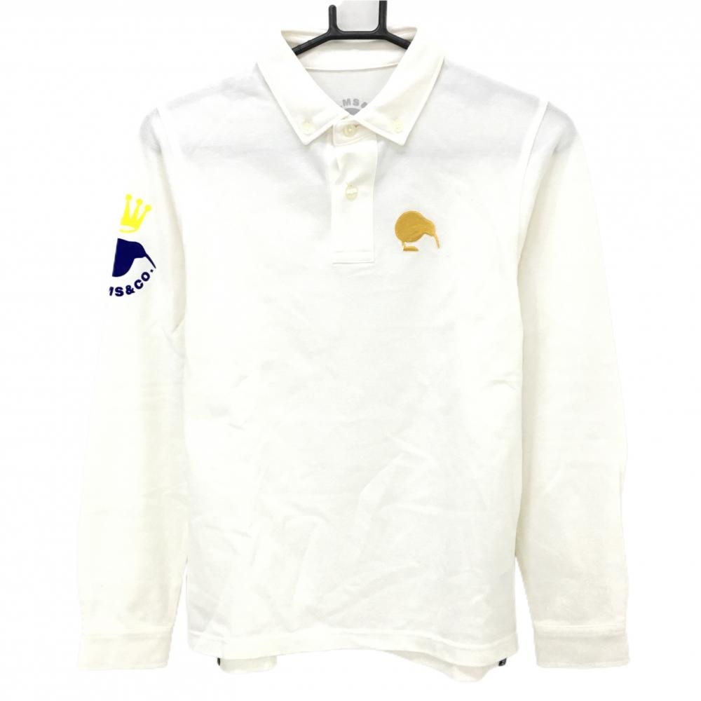 【新品】パームスアンドコー 長袖ポロシャツ 白 ボタンダウン 吸水速乾  レディース S ゴルフウェア PALMS&CO.