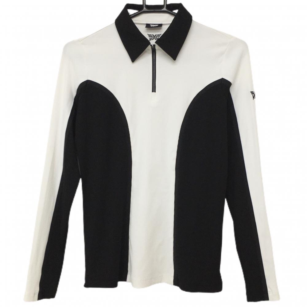 【超美品】パーソンズエクストリームゴルフ 長袖ポロシャツ 白×黒 バイカラー  レディース S ゴルフウェア PARSONS XTREME GOLF