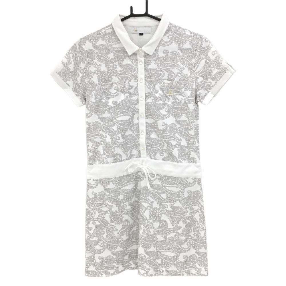 エピキュールゴルフ ワンピース 白×グレー ペイズリー柄 インナーパンツ付  レディース M ゴルフウェア epicure GOLF