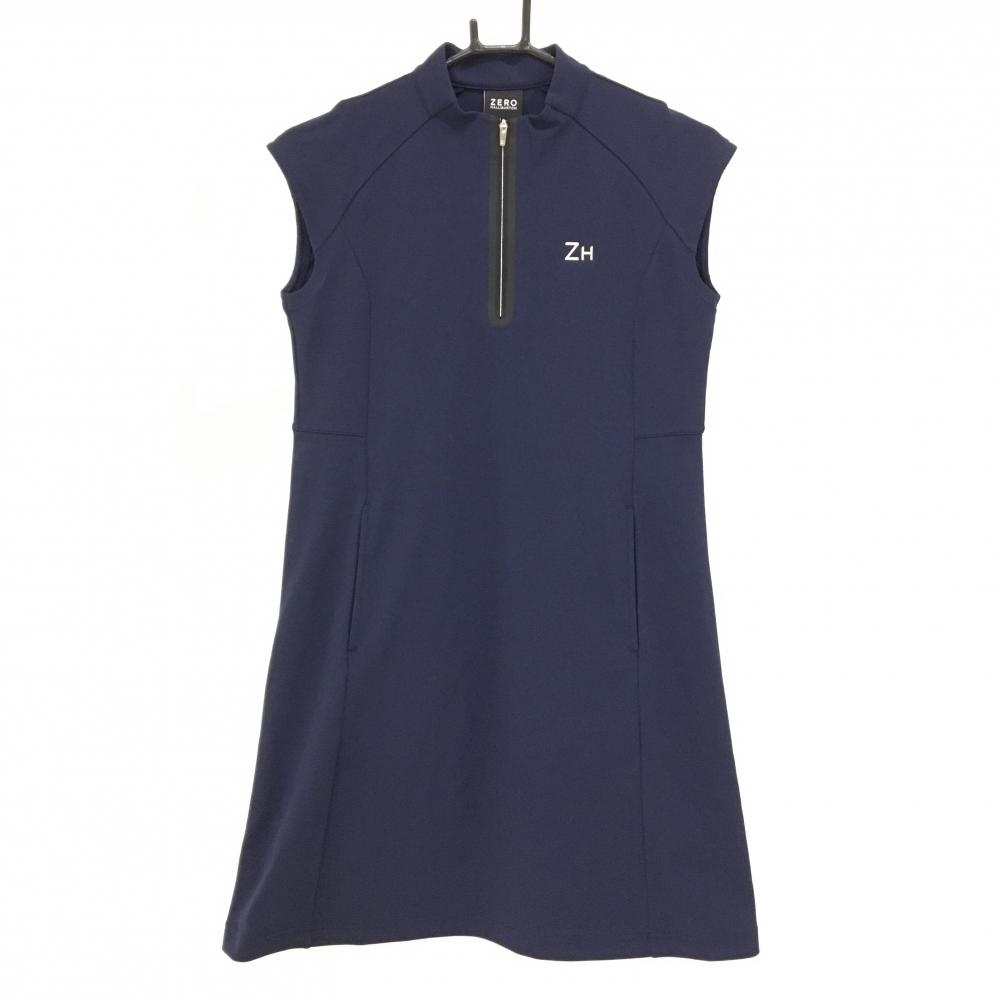 【超美品】ゼロハリバートン半袖ハイネックワンピースネイビー  レディース S ゴルフウェア 2024年モデル ZERO HALLIBURTON
