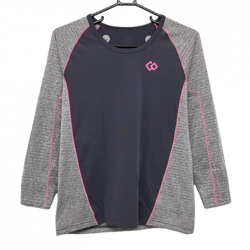 【未使用品】コラントッテ インナーシャツ ネイビー×杢グレー×ピンク RESNO スイッチングシャツ レディース M ゴルフウェア Colantotte