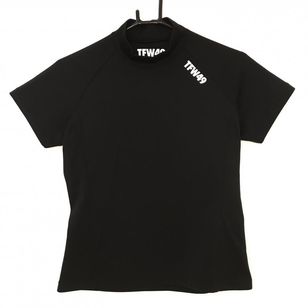 【超美品】ティーエフダブリュー 半袖ハイネックシャツ 黒 バックビックロゴ レディース M ゴルフウェア 2022年モデル TFW49