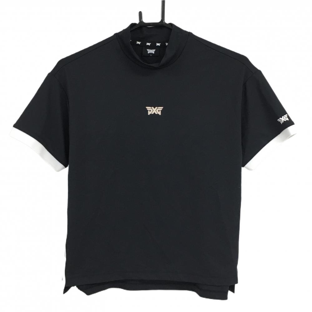 【新品】パーソンズエクストリームゴルフ 半袖ハイネックシャツ 黒×白 サイドライン レディース S ゴルフウェア PXG