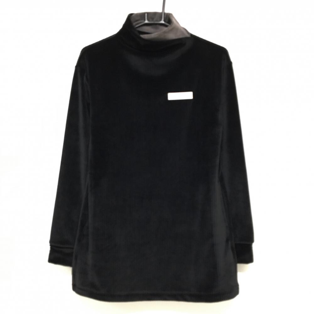 【超美品】ヘンリークラブ 長袖ハイネックシャツ 黒×グレー チュニック丈 表起毛 レディース 40 ゴルフウェア HENRY CLUB