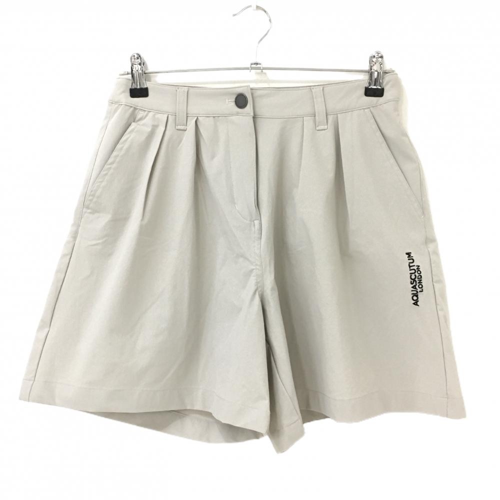 【新品】アクアスキュータム ハーフパンツ ベージュ系 ロゴ刺しゅう レディース 8 ゴルフウェア AQUASCUTUM