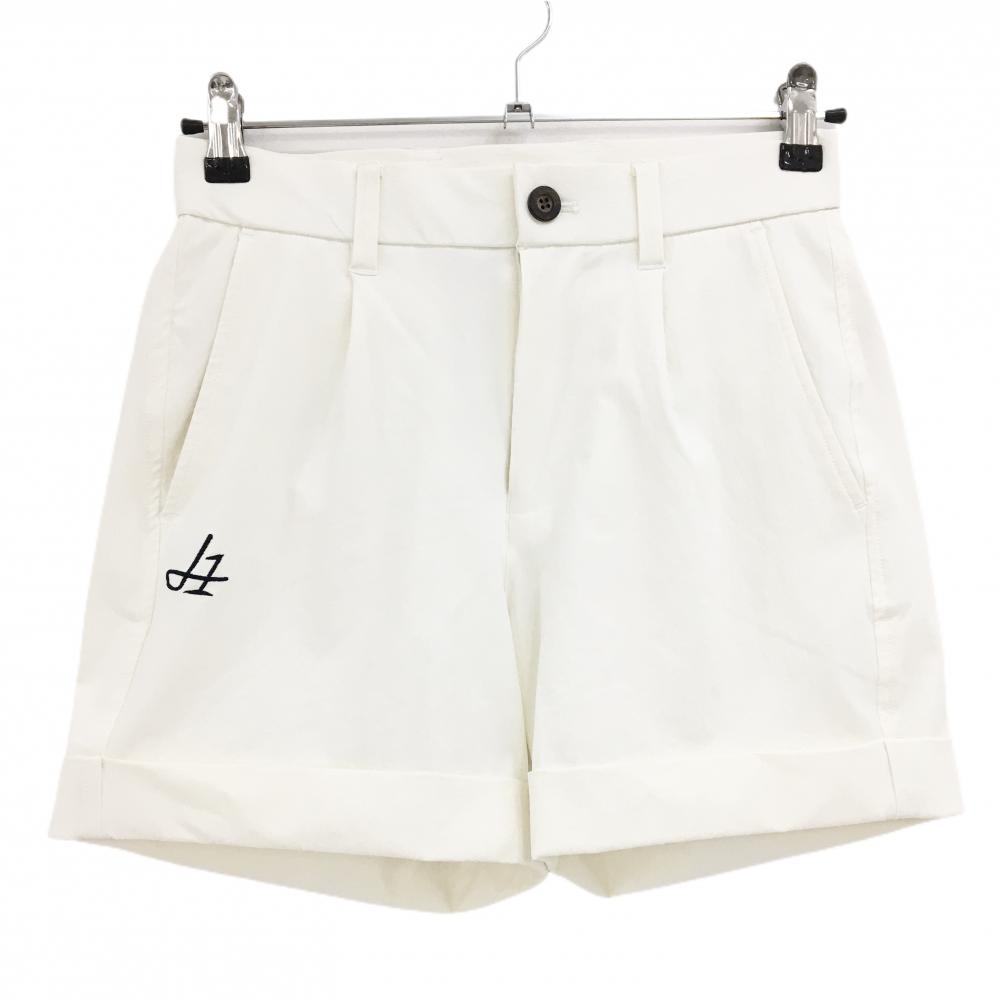 【超美品】エルグワン ショートパンツ 白 ポケット口ロゴ刺しゅう レディース 0(S) ゴルフウェア HERG1