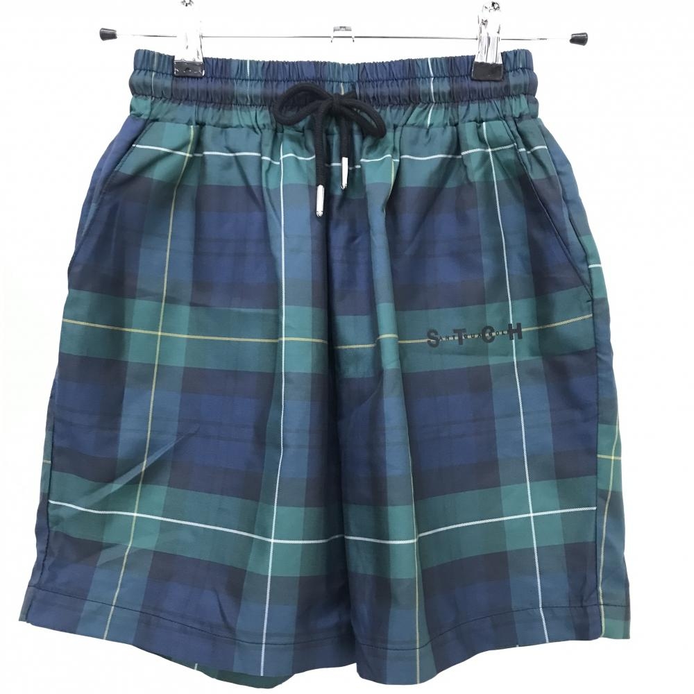 セブンティートゥークラブハウス ショートパンツ グリーン×ネイビー チェック  レディース M ゴルフウェア SEVENTYTWO CLUBHOUSE