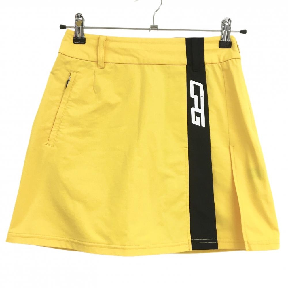 【美品】シーピージー スカート イエロー×黒 ロゴプリント レディース 1 ゴルフウェア CPG