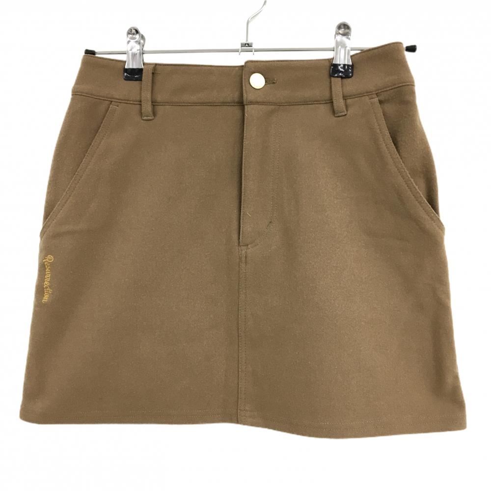 【美品】レザレクション スカート ブラウン×白 背面ロゴ総柄 秋冬  レディース S ゴルフウェア Resurrection