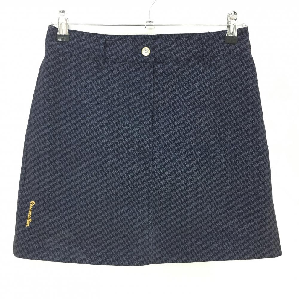 【新品】レザレクション スカート ネイビー×白 総柄 裏地・インナーパンツ付き レディース S ゴルフウェア 2023年モデル Resurrection