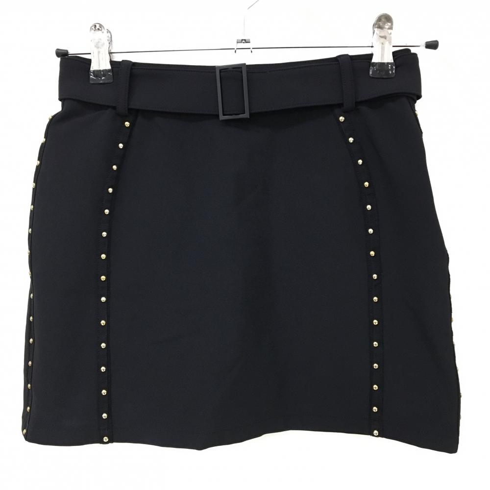 【超美品】ジェイジェーン スカート 黒 スタッズ ベルト付 韓国モデル 内側インナーパンツ  レディース XS ゴルフウェア J.JANE