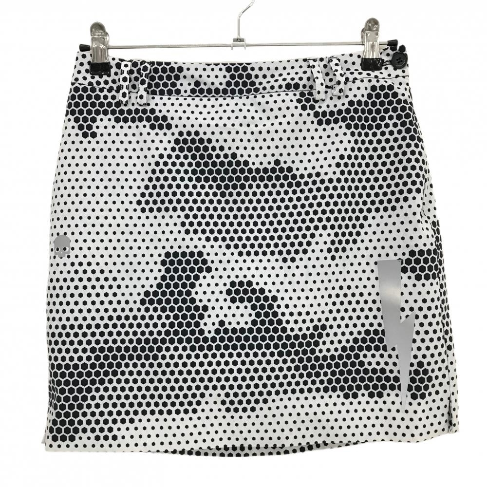 【美品】ハイドロゲン スカート 白×黒 総柄 内側インナーパンツ レディース SMALL ゴルフウェア HYDROGEN