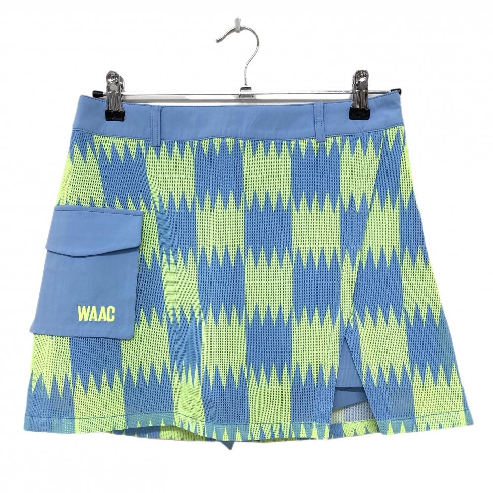 【新品】ワック スカート ライトブルー×ライトグリーン ギザギザ柄  レディース 3(L) ゴルフウェア WAAC