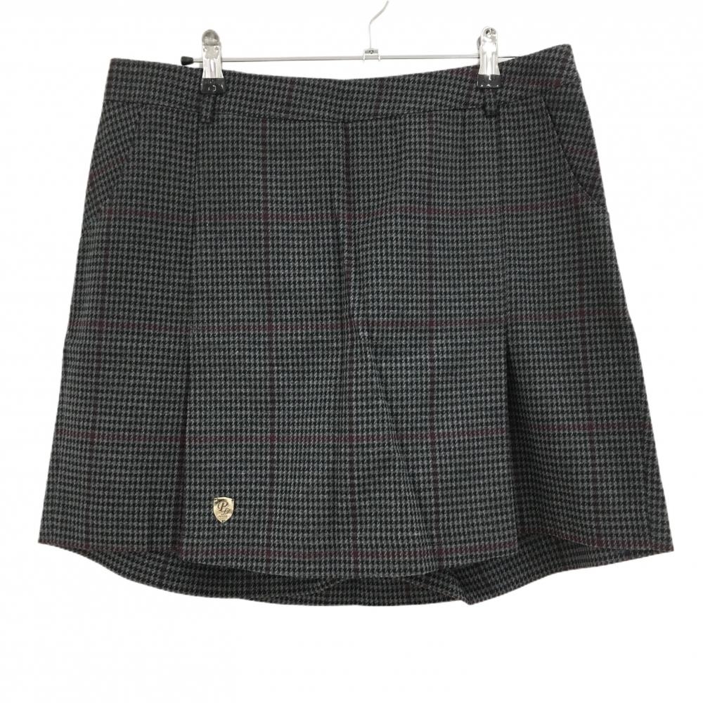 【新品】クリスビー スカート グレー×黒 グレンチェック ウール混  レディース 4L ゴルフウェア Chris.b