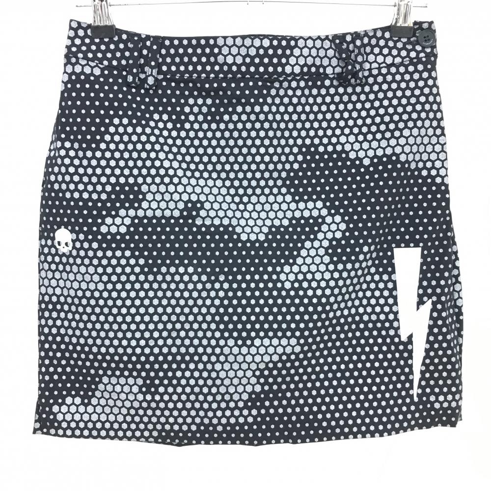 【超美品】ハイドロゲンゴルフ ストレッチスカート 黒×グレー 総柄 内側インナーパンツ レディース S ゴルフウェア HYDROGEN GOLF