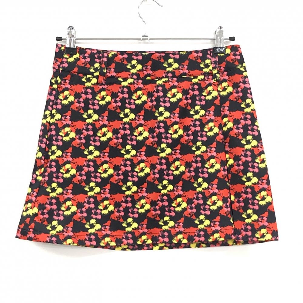 【超美品】フィッチェゴルフ スカート　黒×レッド×イエロー 総柄 レディース M ゴルフウェア FICCE GOLF