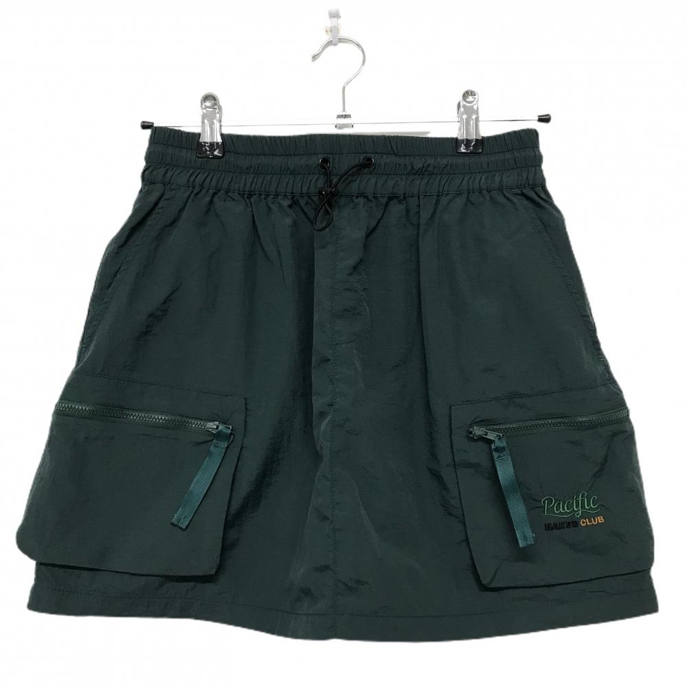 【超美品】ネイキッドゴルフ ナイロンカーゴスカート ダークグリーン ウエストゴム 裏メッシュ レディース S ゴルフウェア NAKED GOLF