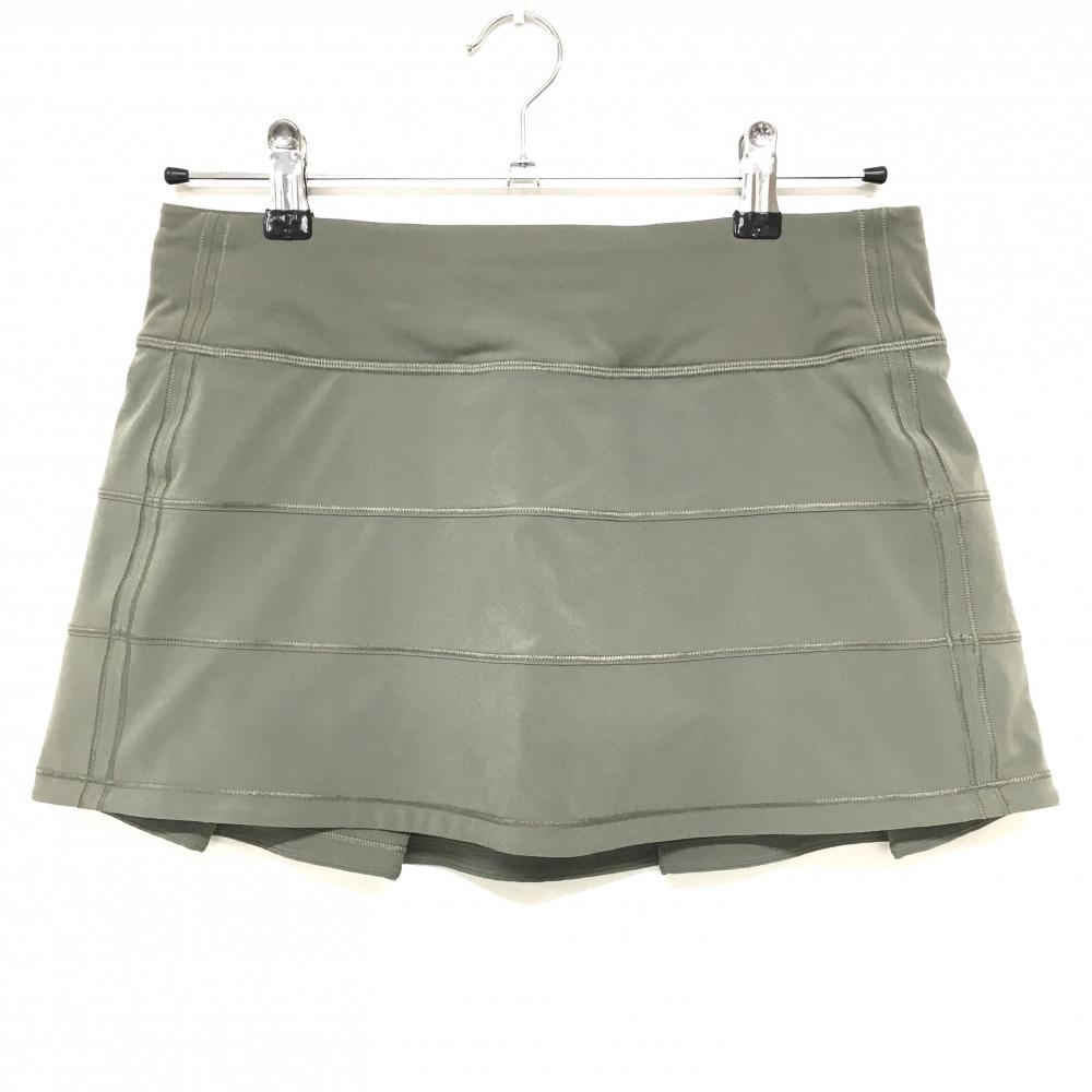 【超美品】ルルレモン スカート カーキ 後ろプリーツ ウエストゴム 内側インナーパンツ レディース 6　170/68A ゴルフウェア lululemon
