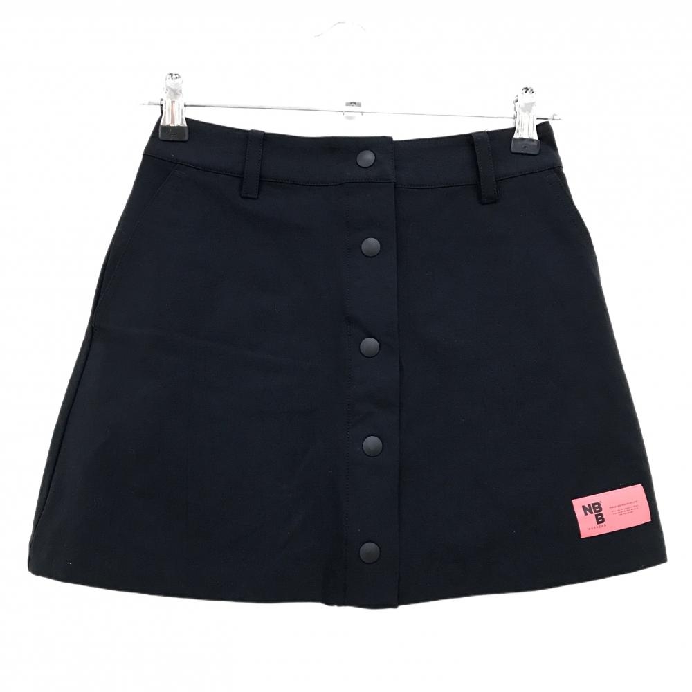 【超美品】エヌビービーウィークエンド スカート 黒 ストレッチ ウエスト一部ゴム  レディース 1(M) ゴルフウェア NBB WEEKEND