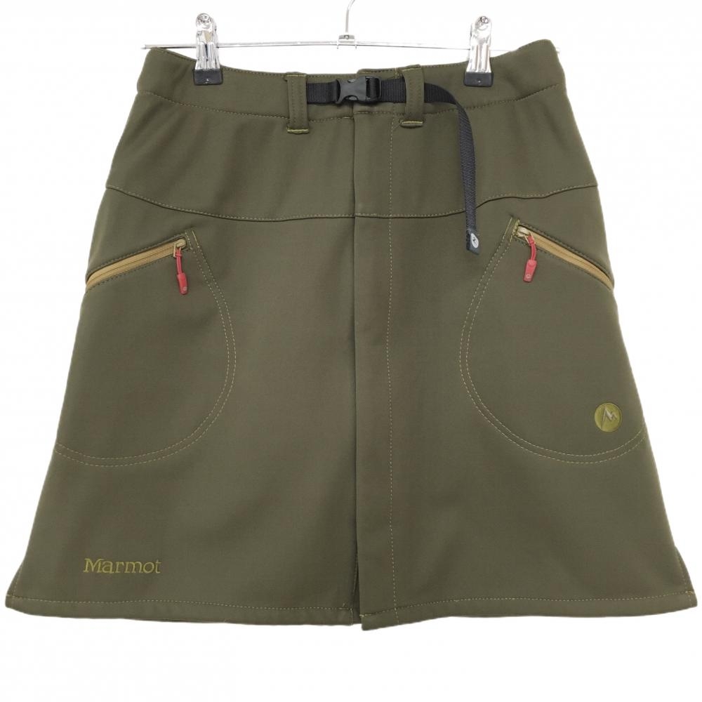 【超美品】マーモット スカート カーキ 裏微起毛 調整ベルト付 レディース M ゴルフウェア Marmot