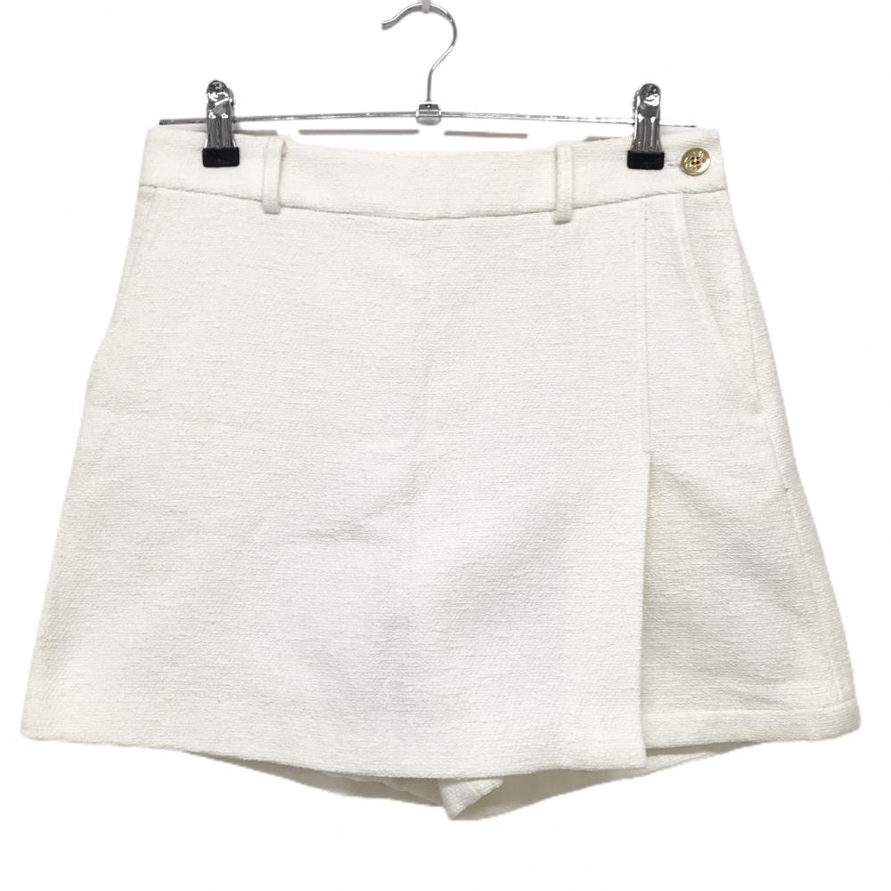 【新品】フォーリアブリランテ キュロットスカート 白系 織生地 ロゴゴールド  レディース 1(M) ゴルフウェア Foglia Brillante