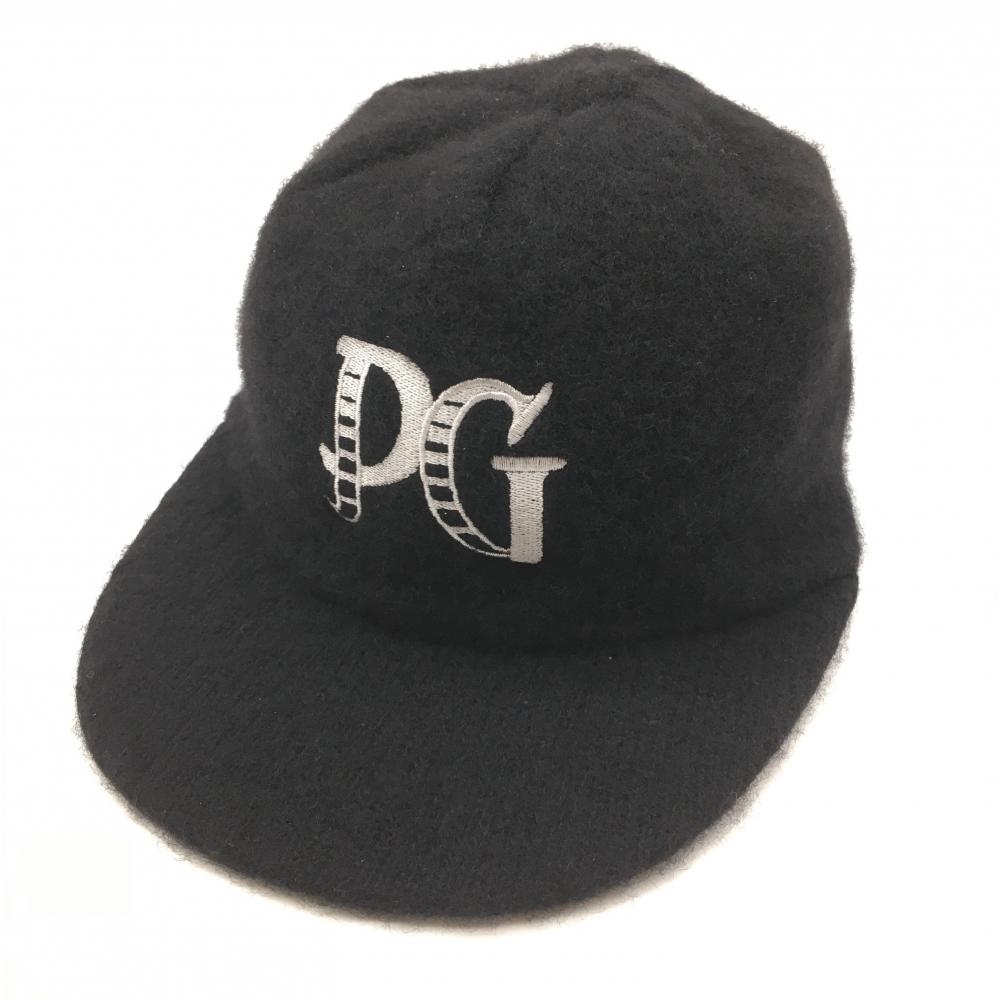 【美品】 パーリーゲイツ ニットキャップ 黒 ロゴ刺繍 FR アクセサリー  ゴルフウェア PEARLY GATES
