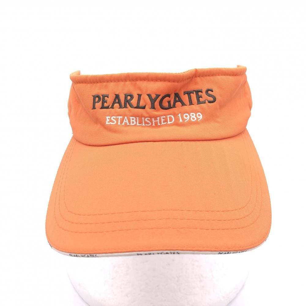 【美品】PEARLY GATES パーリーゲイツ　サンバイザー　オレンジ　ロゴ　ユニセックス S アクセサリー  ゴルフウェア