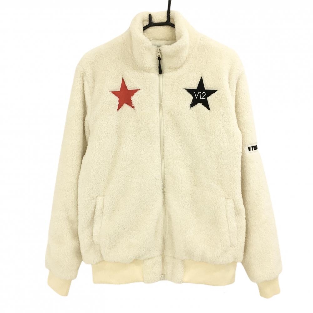 【美品】V12 ボアブルゾン 白 背面ロゴ 裏地付 メンズ M ゴルフウェア V12