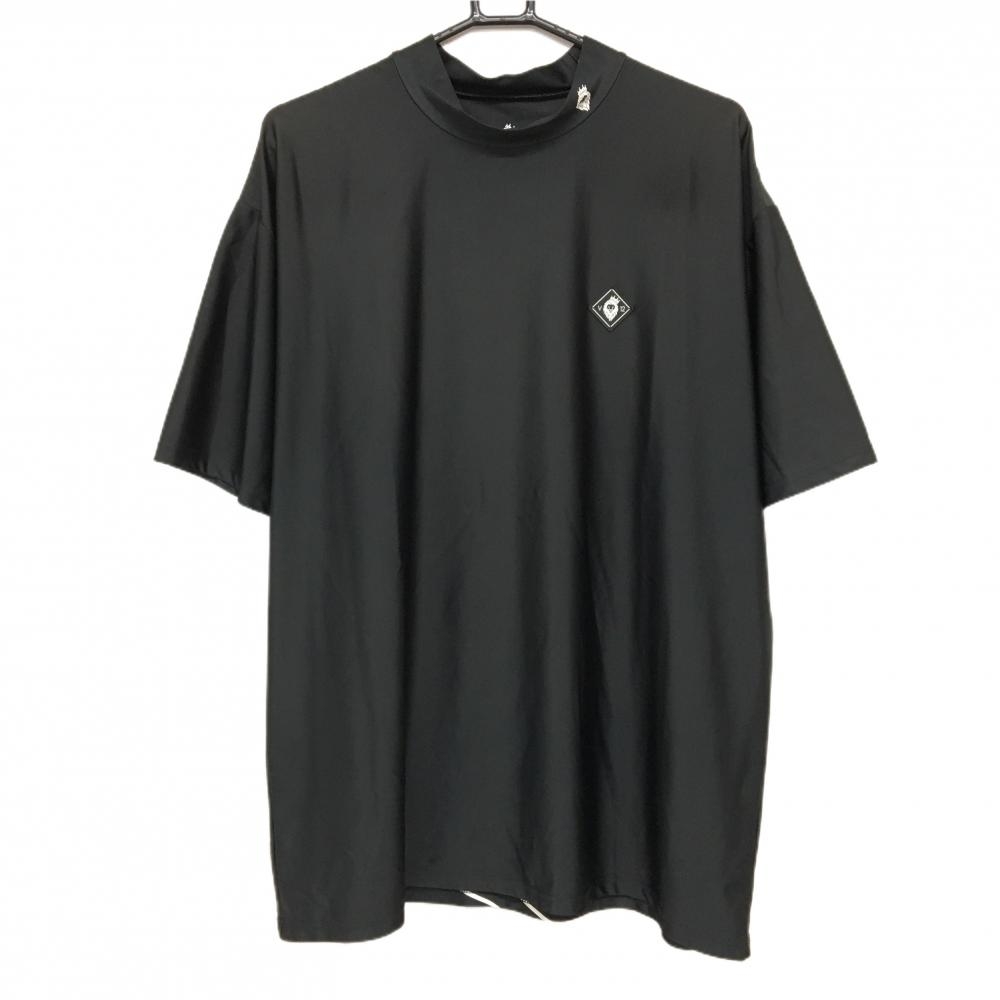 V12 半袖ハイネックシャツ 黒×白 背面ビッグロゴ メンズ XXL ゴルフウェア 2023年モデル 大きいサイズ V12