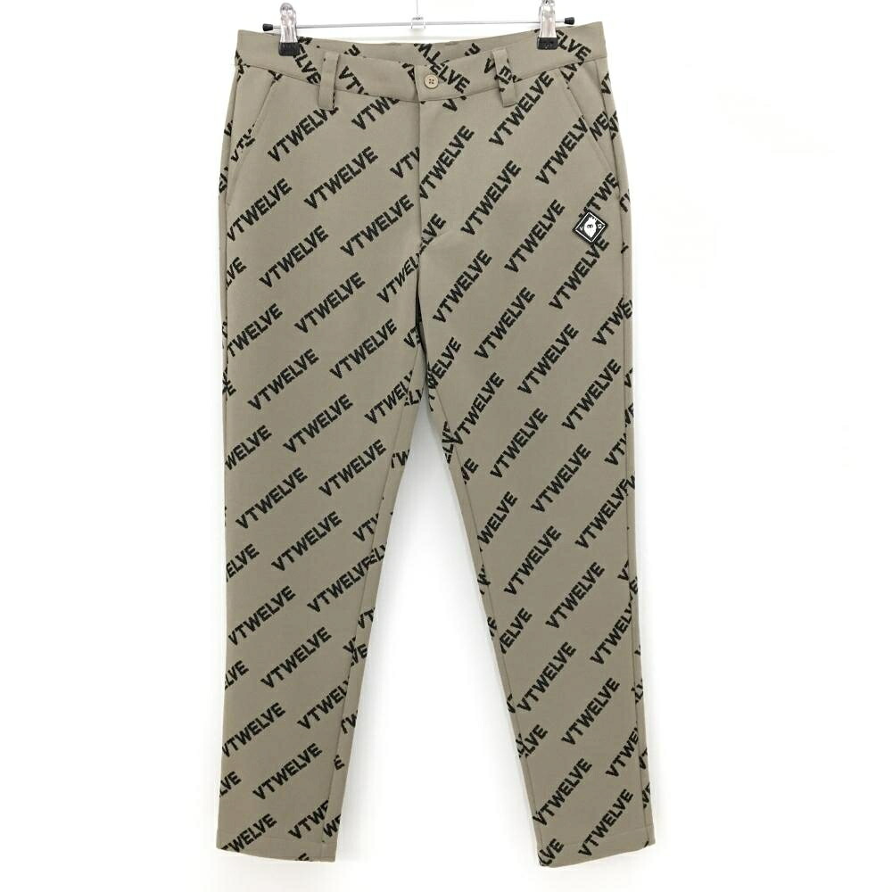 【新品】V12 パンツ ダークベージュ×黒 ロゴ総柄 ストレッチ 軽量 メンズ L ゴルフウェア V12