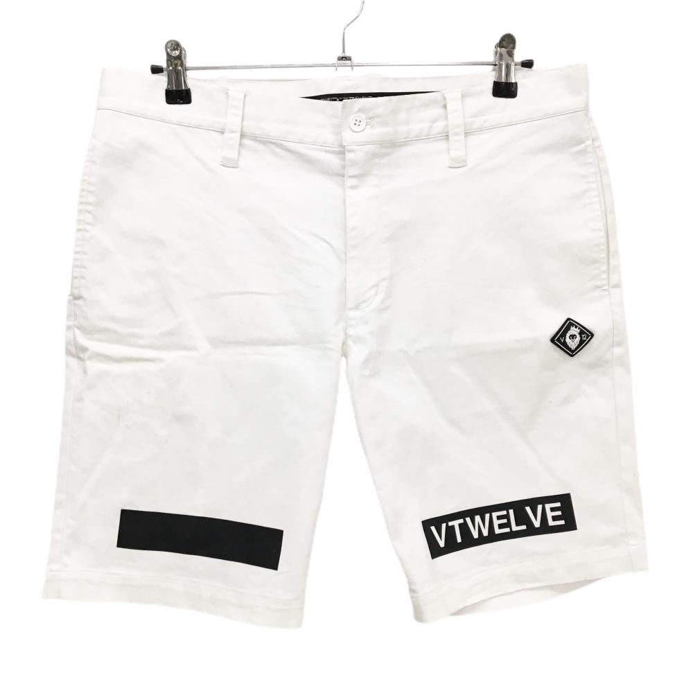 V12 ハーフパンツ 白×黒 ストレッチ 星  メンズ XL ゴルフウェア V12