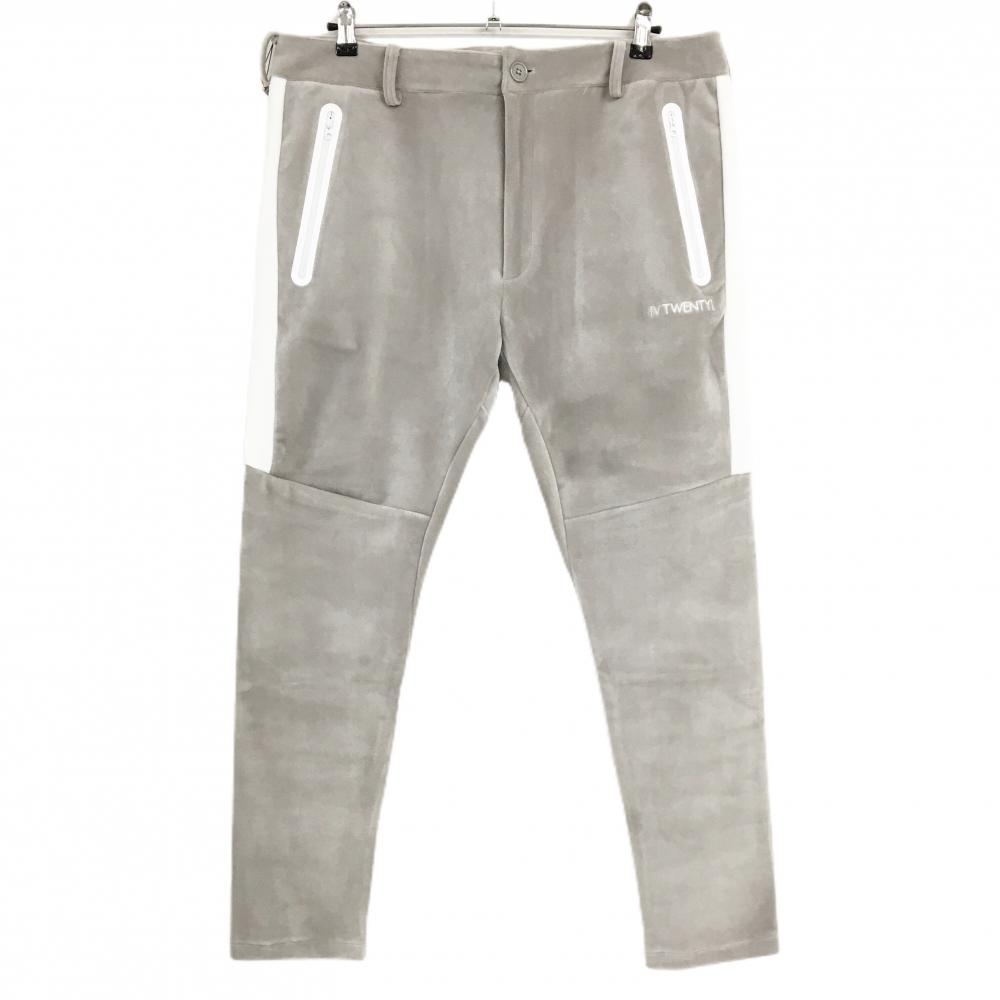 【新品】V12 パンツ ライトグレー×白 表起毛 ストレッチ メンズ XXL ゴルフウェア V12