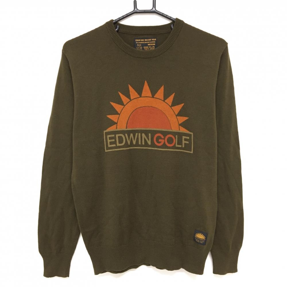 エドウィン セーター ブラウン×オレンジ コットン混 ニット  メンズ MEDIUM(M) ゴルフウェア EDWIN GOLF