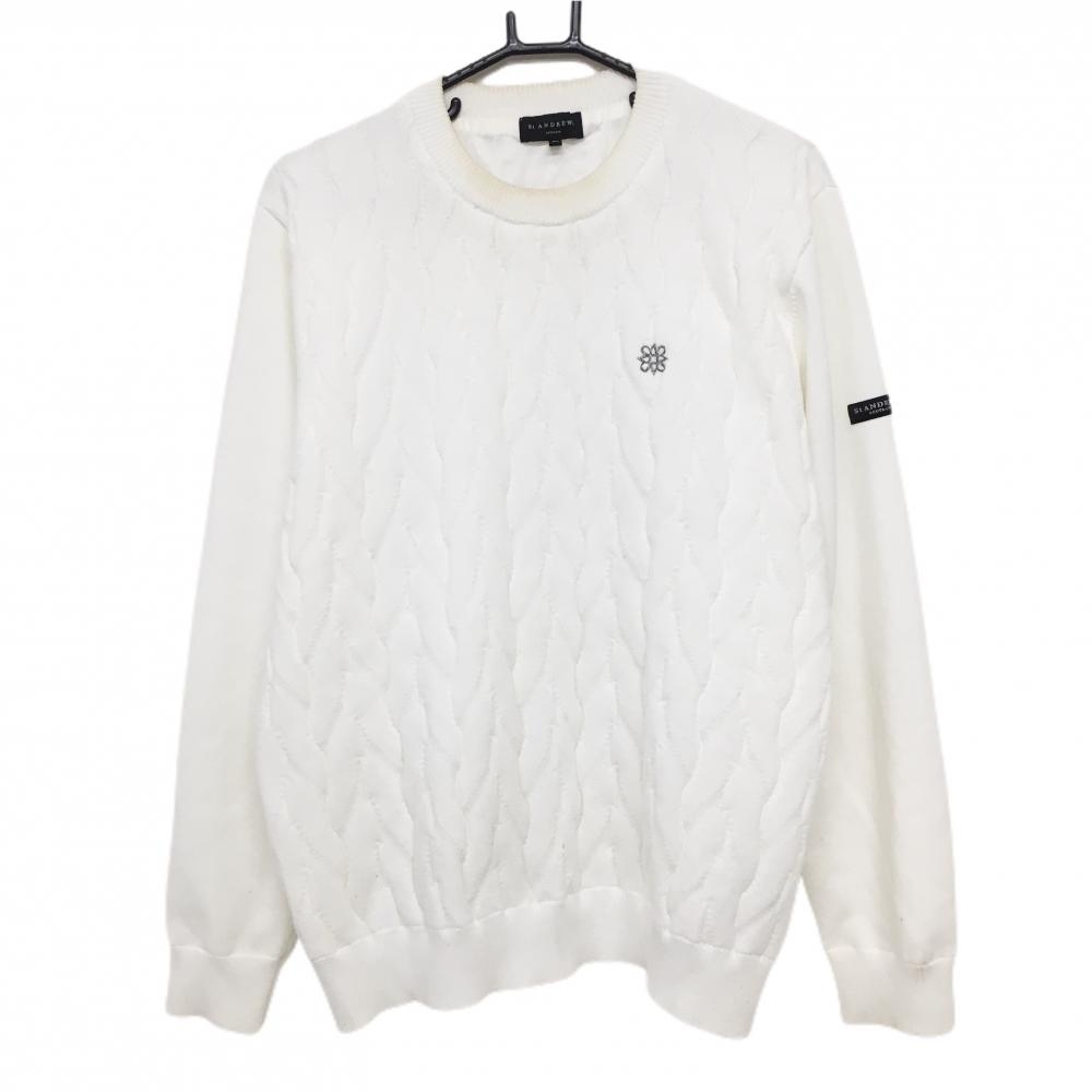 セントアンドリュース セーター 白 身頃凹凸編み ニット 裏地付 メンズ 3L ゴルフウェア St ANDREWS