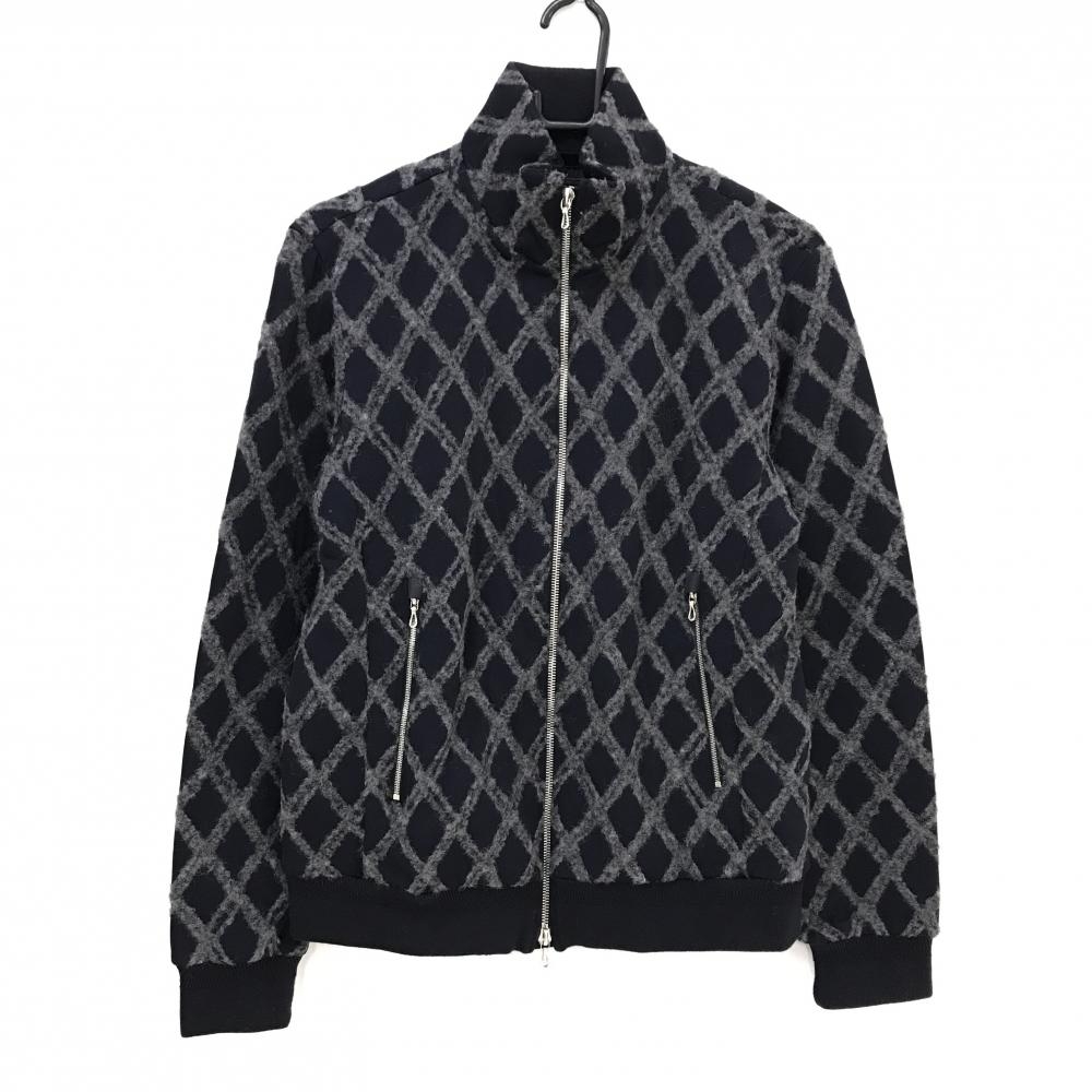 【美品】セントアンドリュース ジャケット ダークネイビー×グレー 斜め格子柄 ウール混  メンズ M ゴルフウェア St ANDREWS