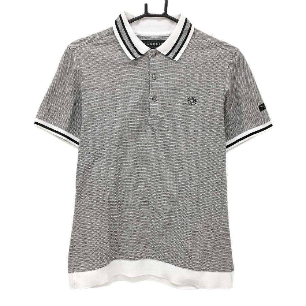セントアンドリュース 半袖ポロシャツ グレー×白 総柄 胸ロゴ メンズ M ゴルフウェア St ANDREWS