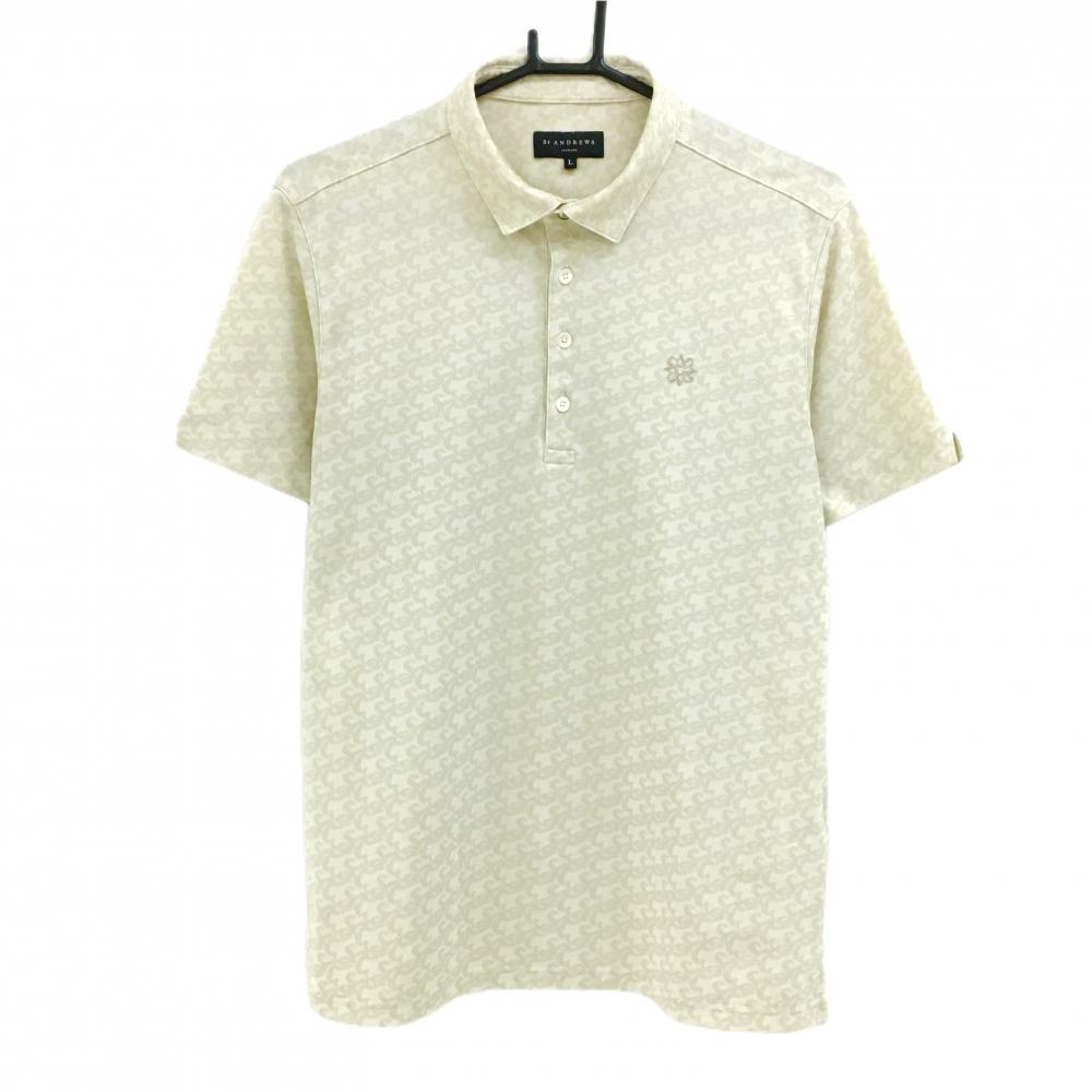 セントアンドリュース 半袖ポロシャツ ベージュ 総柄  メンズ L ゴルフウェア 2025年モデル St ANDREWS