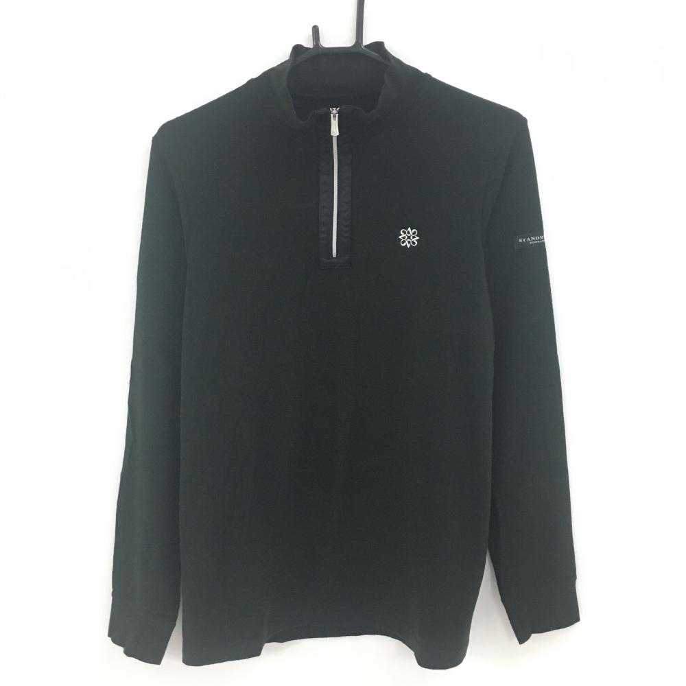 【美品】セントアンドリュース 長袖ハイネックシャツ 黒 表微起毛 ハーフジップ メンズ M ゴルフウェア St ANDREWS