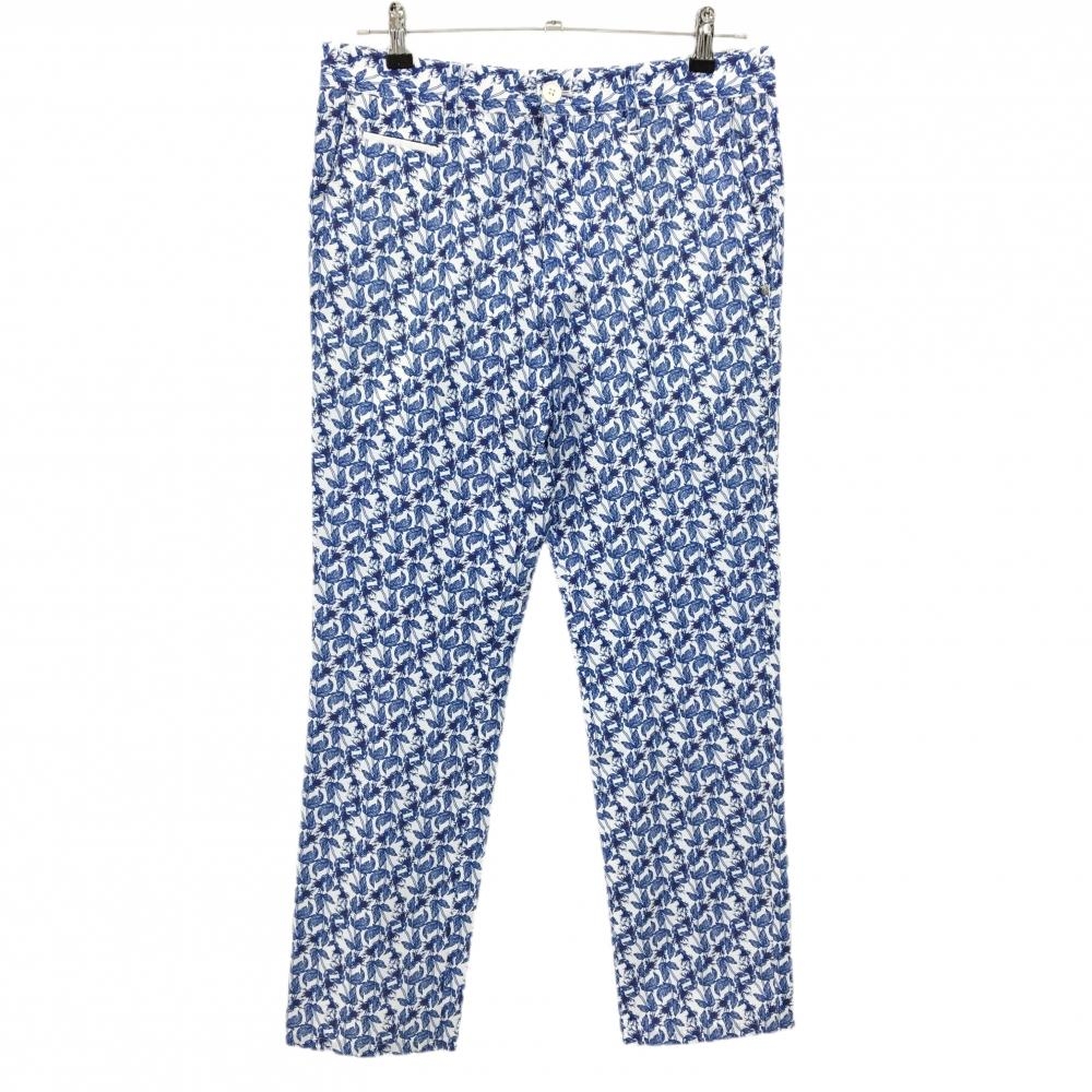 【超美品】セントアンドリュース パンツ ブルー×白 リーフ柄 メッシュ調  メンズ M ゴルフウェア St ANDREWS