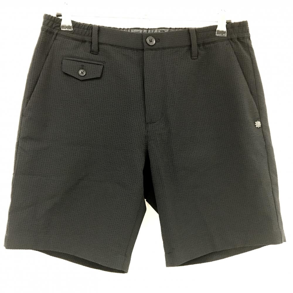 【超美品】セントアンドリュース ハーフパンツ 黒 サッカー生地 後ろロゴ刺しゅう メンズ L ゴルフウェア 2023年モデル St ANDREWS