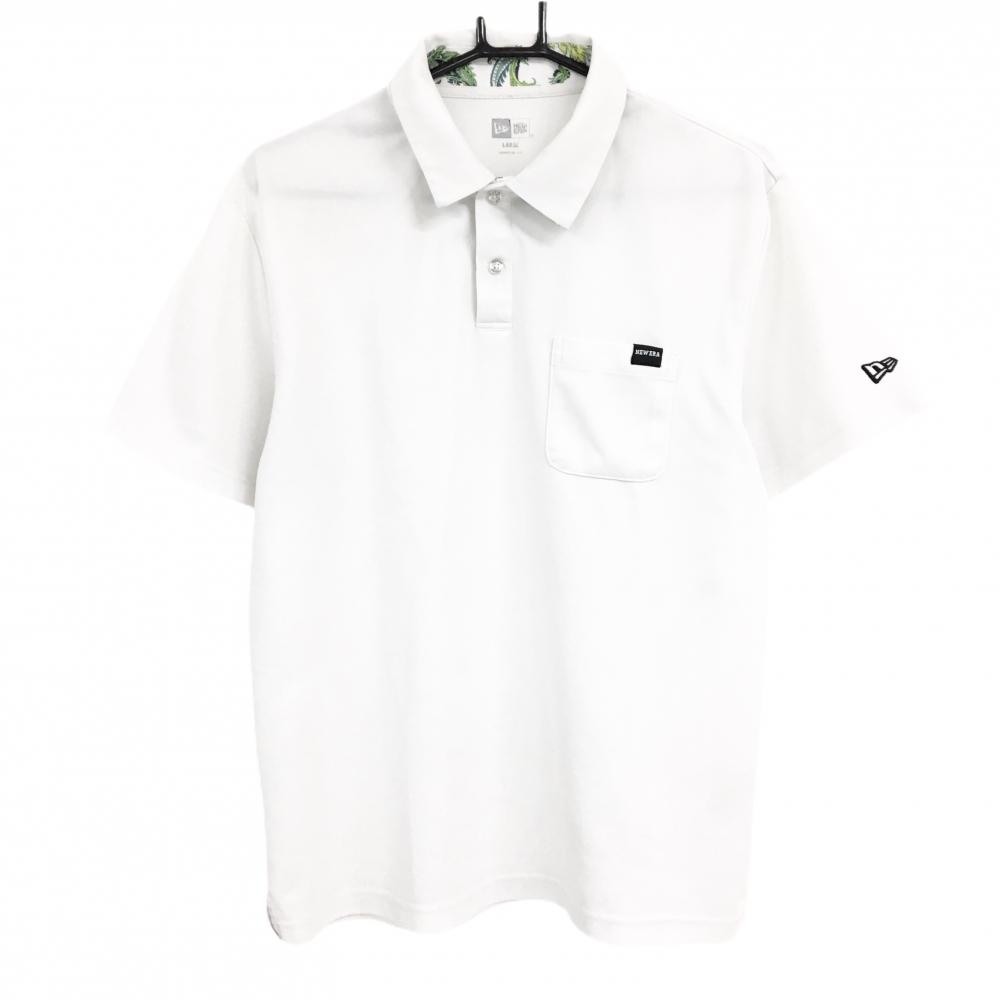 ニューエラ 半袖ポロシャツ 白 胸ポケット  メンズ LARGE ゴルフウェア New Era