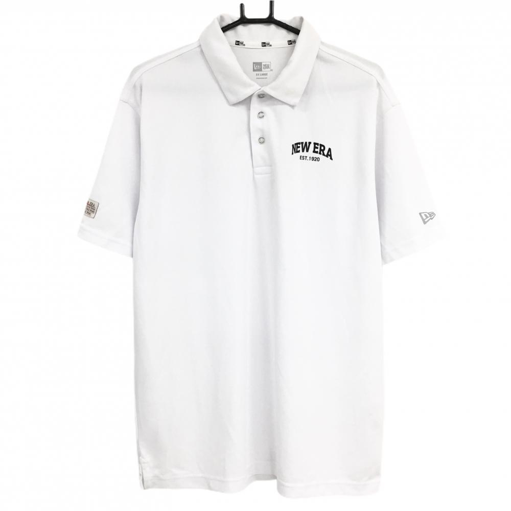 ニューエラ 半袖ポロシャツ 白 胸プリント メンズ XXLARGE ゴルフウェア 大きいサイズ New Era