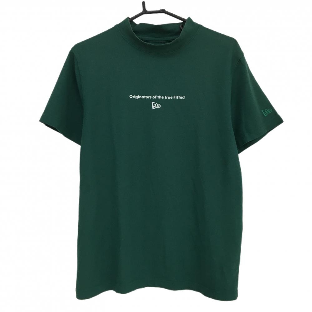 ニューエラ 半袖ハイネックシャツ グリーン×白 バックビックプリント メンズ  ゴルフウェア New Era