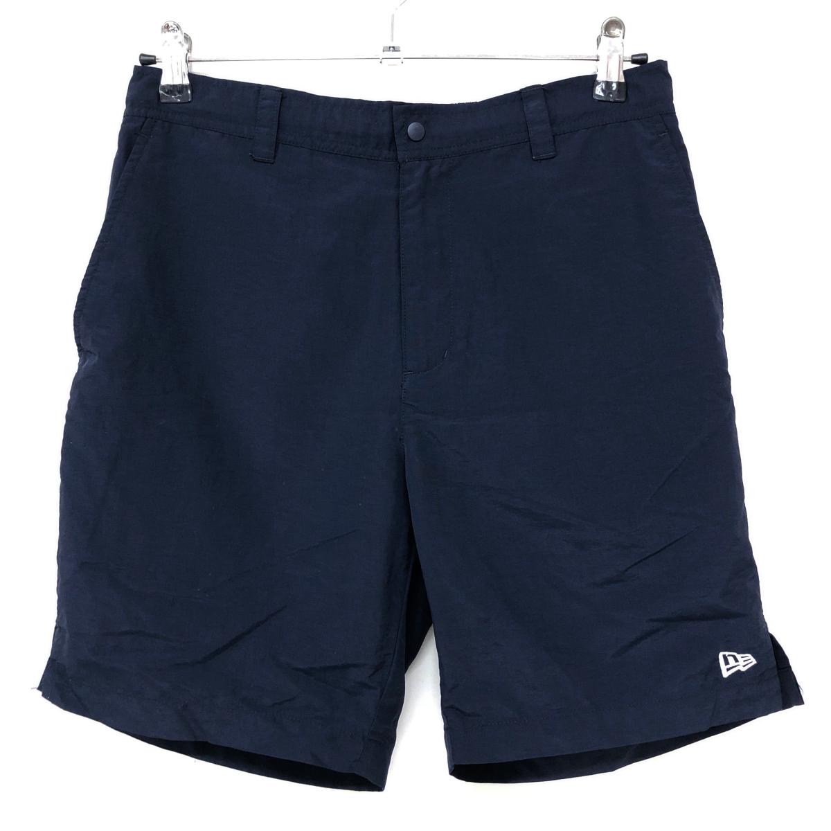 【超美品】ニューエラ ハーフパンツ ネイビー ナイロン ウエスト一部ゴム メンズ MEDIUM ゴルフウェア New Era