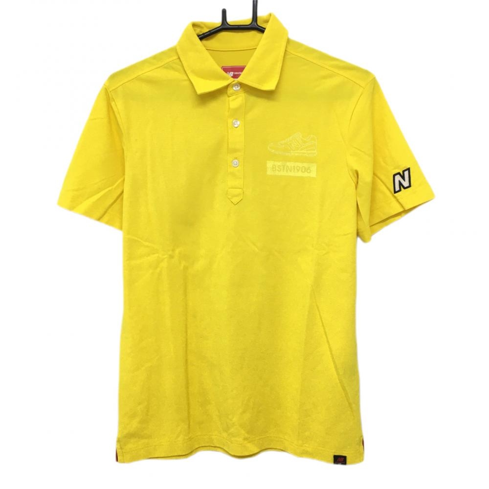ニューバランス 半袖ポロシャツ イエロー フロッキーロゴ  メンズ 4(M) ゴルフウェア New Balance
