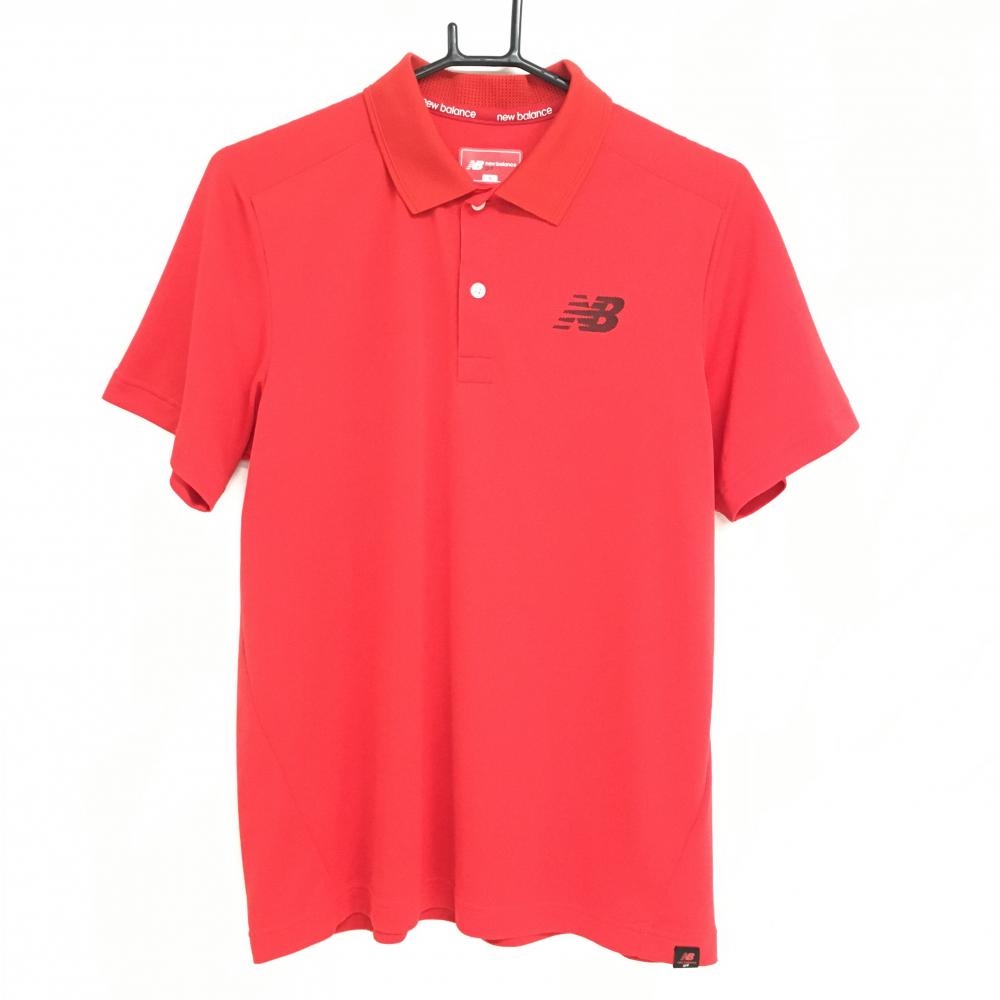 ニューバランス 半袖ポロシャツ レッド ロゴ黒  メンズ 5(L) ゴルフウェア New Balance