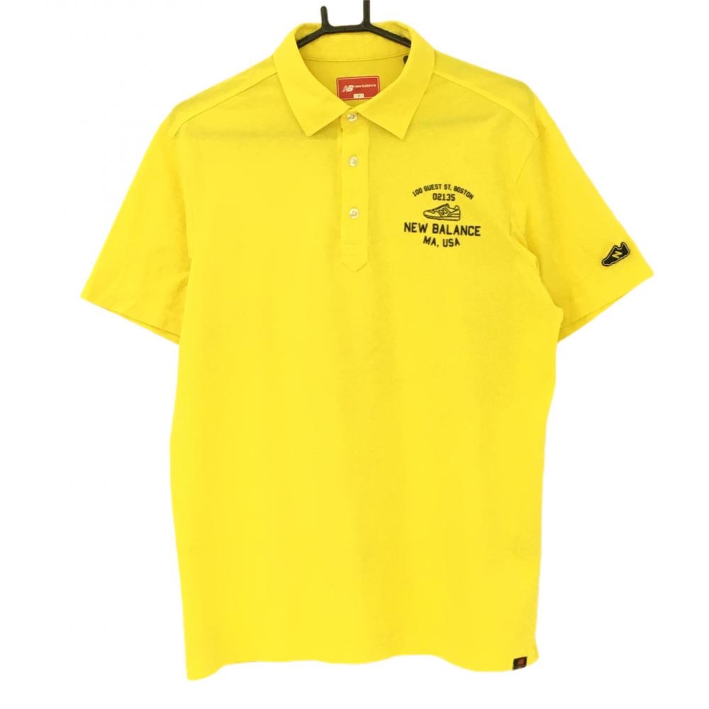 ニューバランスゴルフ 半袖ポロシャツ イエロー 胸ロゴ スニーカーワッペン  メンズ 7(2XL) ゴルフウェア New Balance