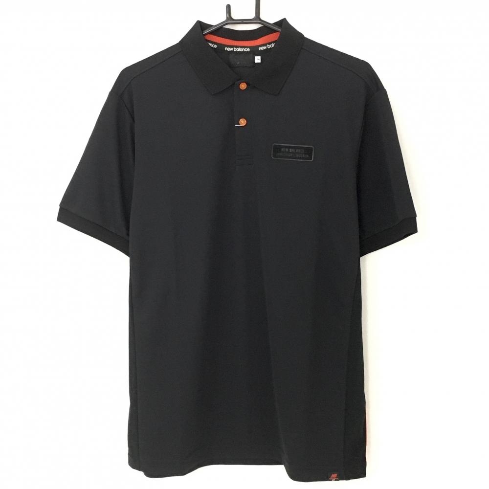 【新品】ニューバランスゴルフ 半袖ポロシャツ 黒×レッド サイドライン・メッシュ メンズ 7(2XL) ゴルフウェア 大きいサイズ New Balance