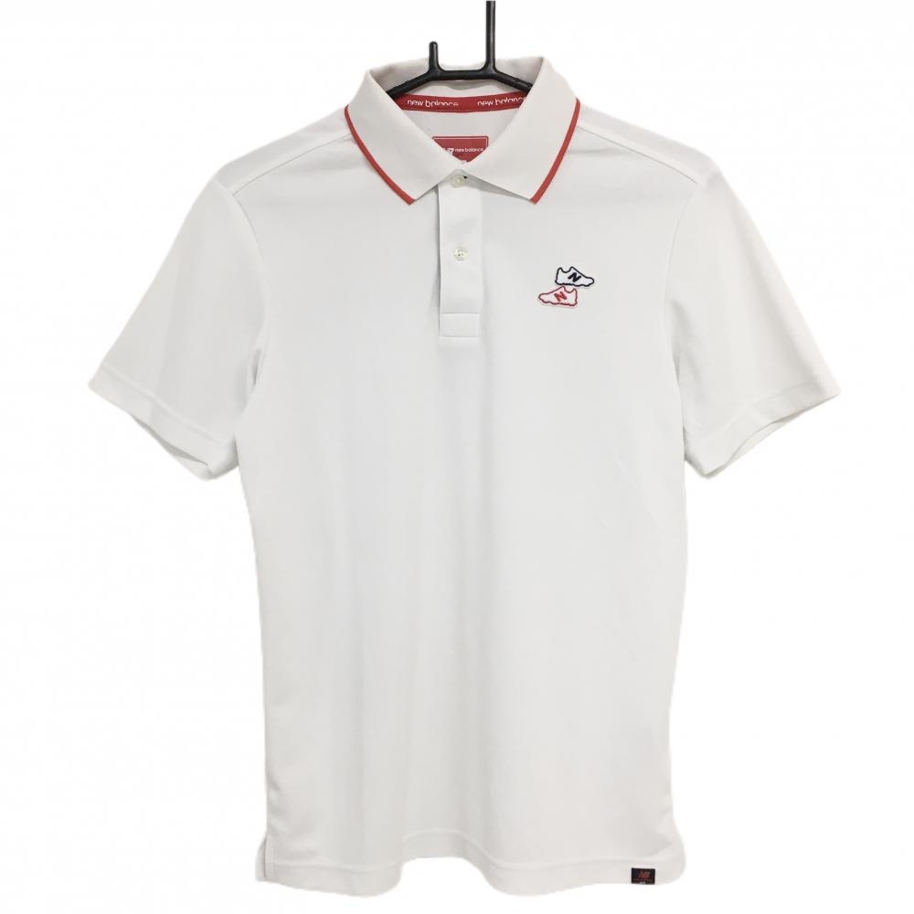 ニューバランスゴルフ 半袖ポロシャツ 白 胸ワッペン メンズ 4(M) ゴルフウェア New Balance