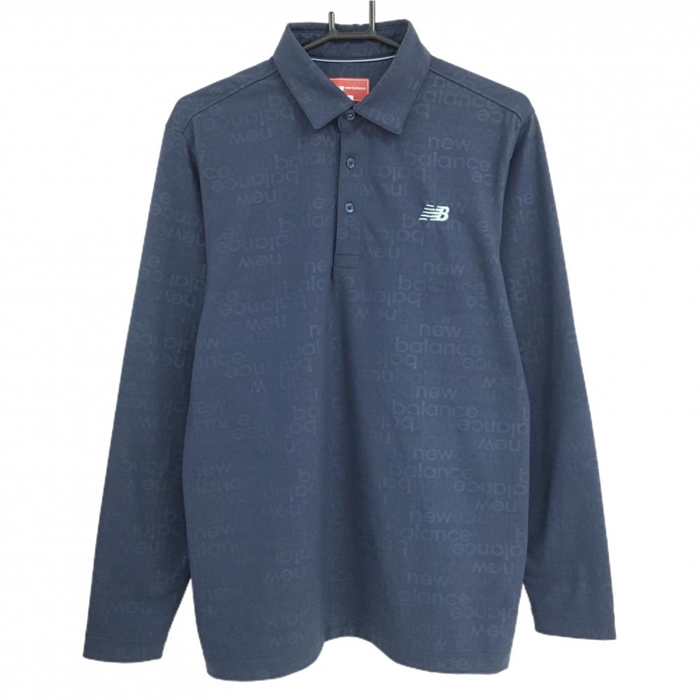 ニューバランスゴルフ 長袖ポロシャツ ネイビー ロゴ地模様 メンズ 5(L) ゴルフウェア 2025年モデル New Balance